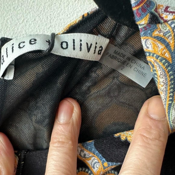 🆕 Alice + Olivia, Delora Paneled Flare Mini Dress Paisley, Size 2 | 350 - Picture 7 of 9